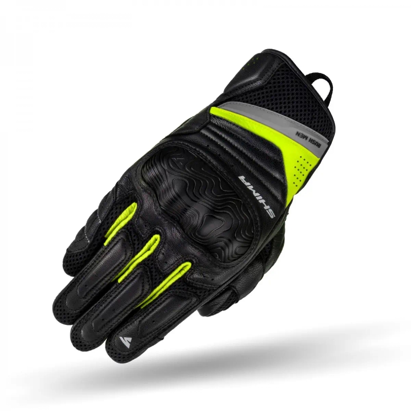 Črno-fluo rumene motoristične rokavice Shima Rush