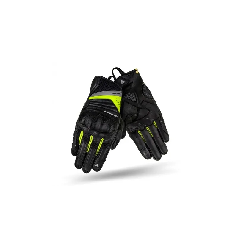 Črno-fluo rumene motoristične rokavice Shima Rush