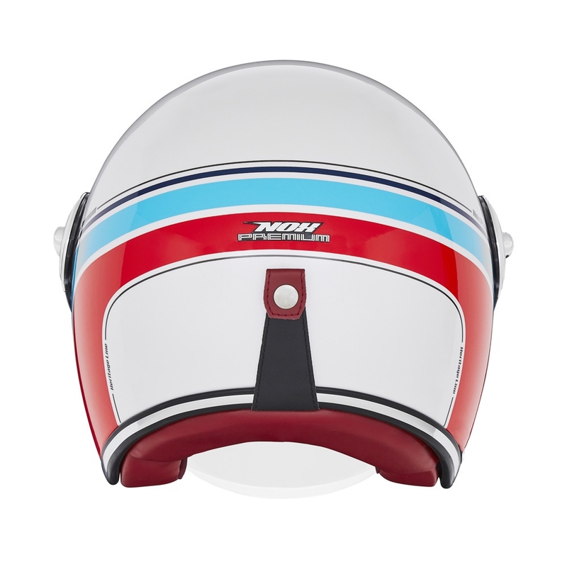 Odprta motoristična čelada NOX PREMIUM Heritage belo-modro-rdeča
