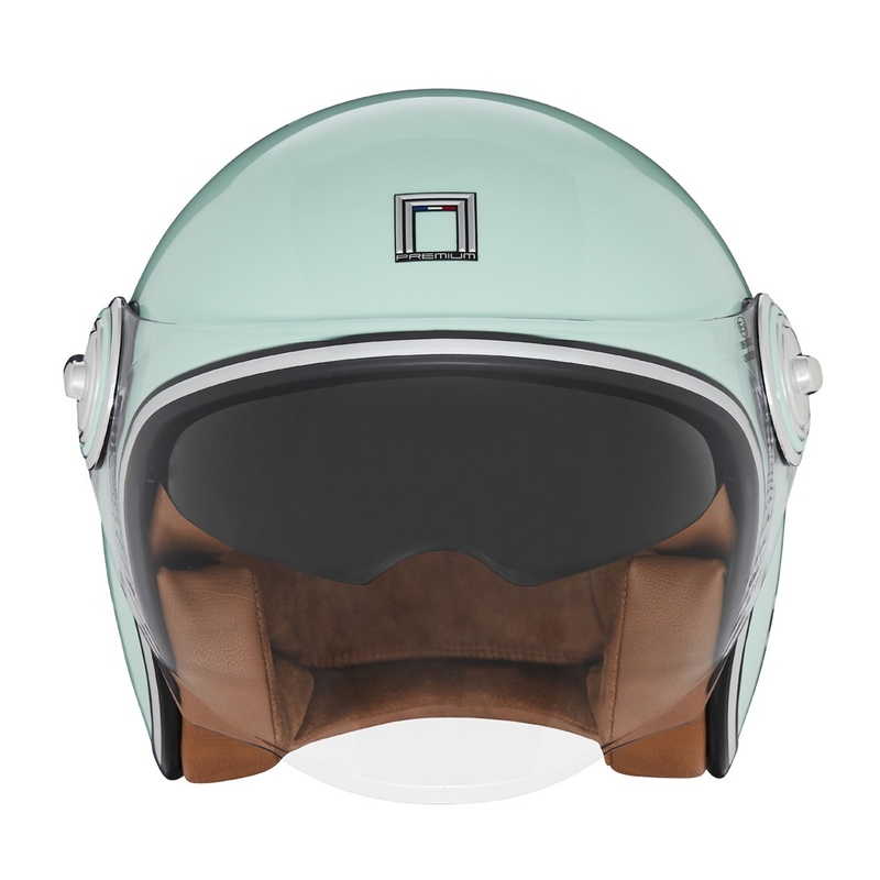 NOX PREMIUM Heritage odprta motoristična čelada pastelno zelene barve