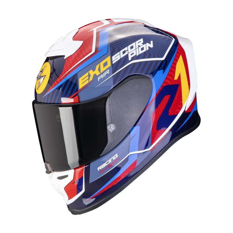Integralna motoristična čelada Scorpion EXO-R1 EVO AIR COUP modro-rdeča-rumena razprodaja