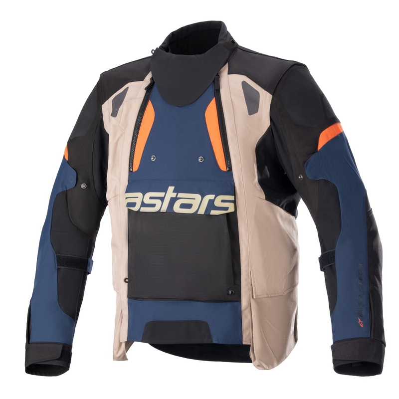 Motoristična jakna Alpinestars Halo Drystar temno modra-kaki-oranžna-črna