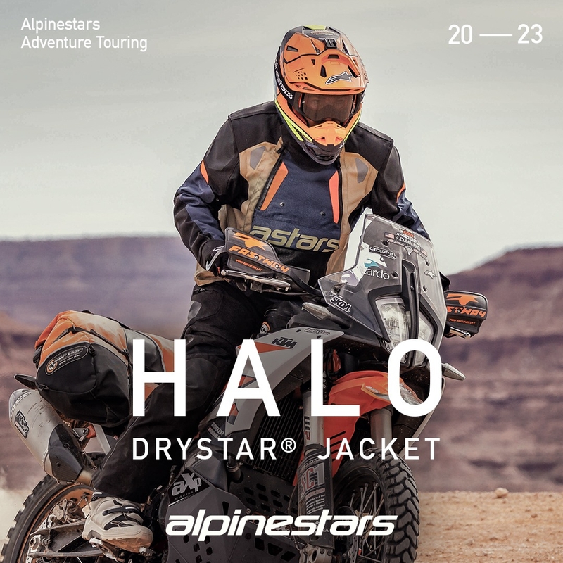 Motoristična jakna Alpinestars Halo Drystar temno modra-kaki-oranžna-črna