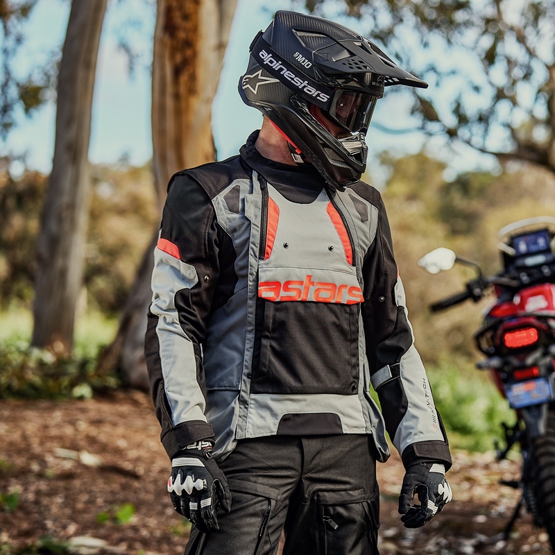 Motoristična jakna Alpinestars Halo Drystar Light Grey-Dark Grey-Black-Fluo Red