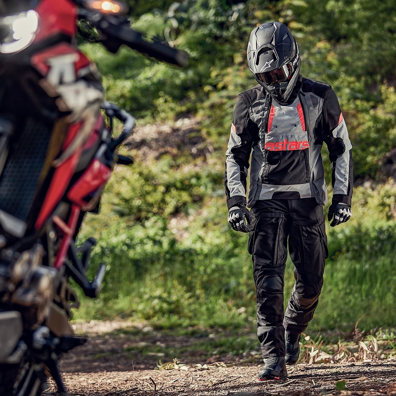 Motoristična jakna Alpinestars Halo Drystar Light Grey-Dark Grey-Black-Fluo Red
