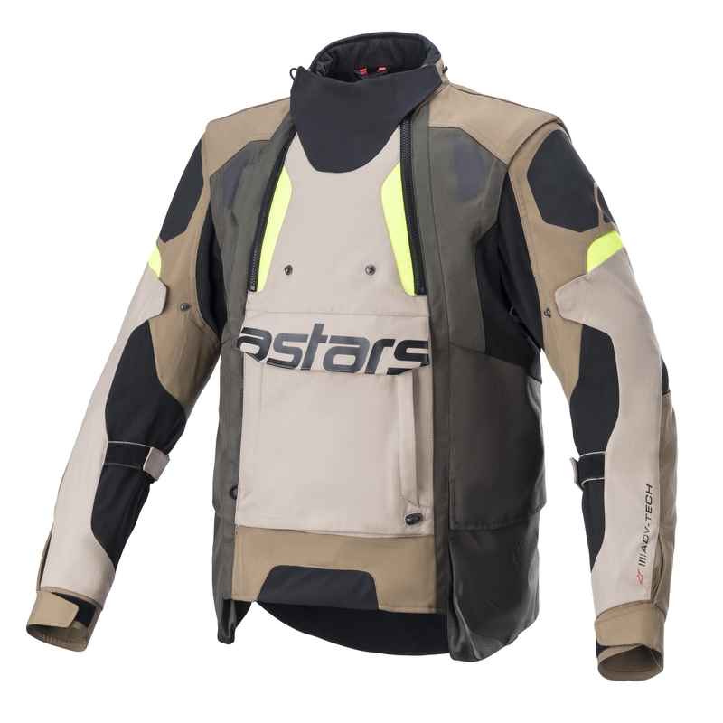 Motoristična jakna Alpinestars Halo Drystar kaki-bež-fluo rumena