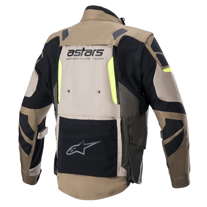 Motoristična jakna Alpinestars Halo Drystar kaki-bež-fluo rumena