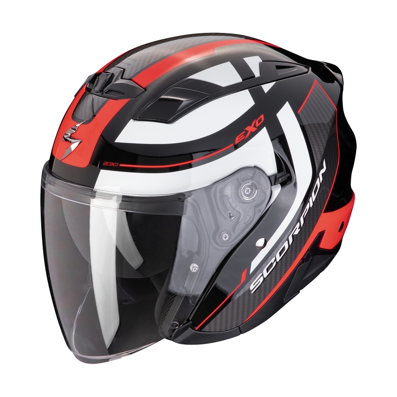 Odprta motoristična čelada SCORPION EXO-230 PUL črno-rdeča razprodaja