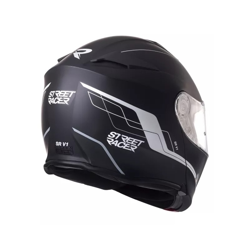 Motoristična čelada na preklop Street Racer SR V1 črno-bela - II. kakovosti