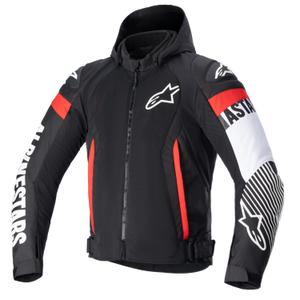Alpinestars Zaca Air Waterproof motoristična jakna črno-belo-fluo rdeča