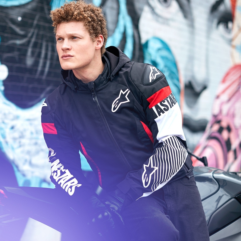Alpinestars Zaca Air Waterproof motoristična jakna črno-belo-fluo rdeča
