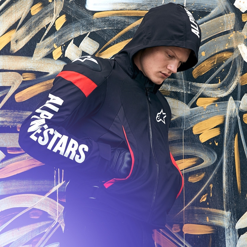 Alpinestars Zaca Air Waterproof motoristična jakna črno-belo-fluo rdeča