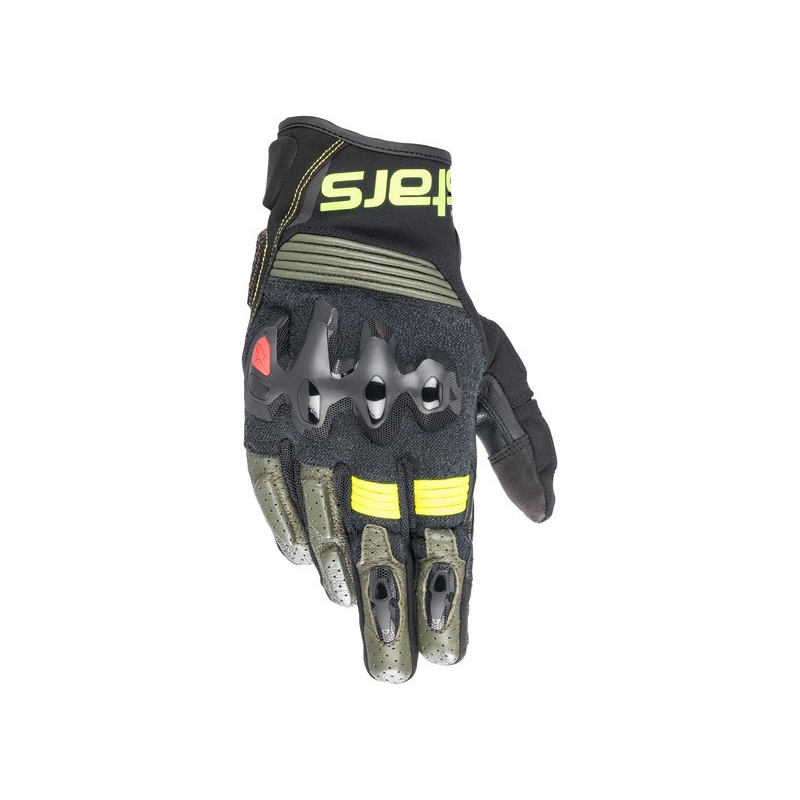 Alpinestars Halo motoristične rokavice črno-zeleno-fluo rumene