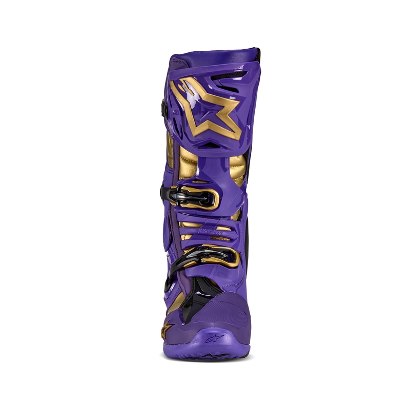 Vijolično-zlati motoristični škornji Alpinestars Tech 10 Limited Edition Champ