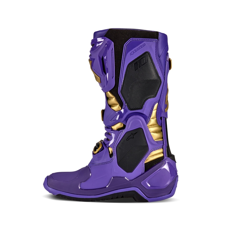 Vijolično-zlati motoristični škornji Alpinestars Tech 10 Limited Edition Champ