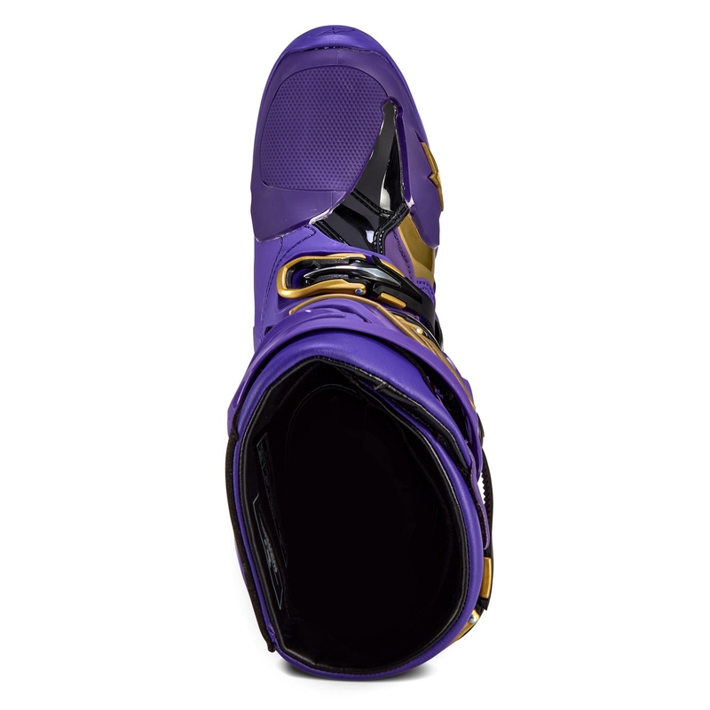 Vijolično-zlati motoristični škornji Alpinestars Tech 10 Limited Edition Champ