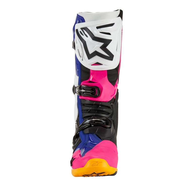 Motoristični škornji Alpinestars Tech 10 Limited Edition Coast White-Navy-Pink-Fluo Yellow-Orange-Black