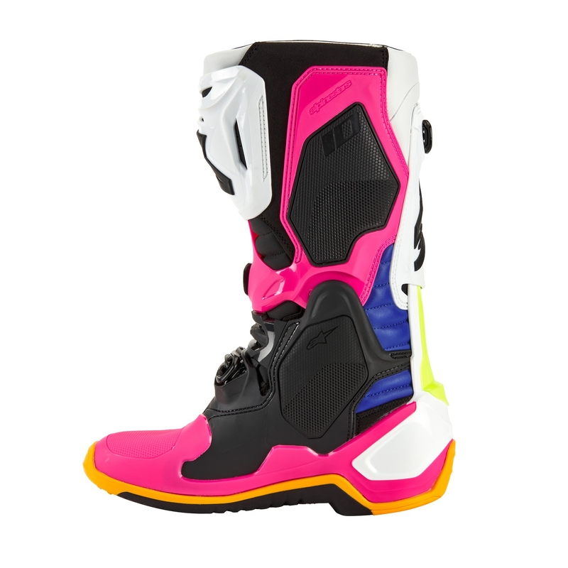 Motoristični škornji Alpinestars Tech 10 Limited Edition Coast White-Navy-Pink-Fluo Yellow-Orange-Black