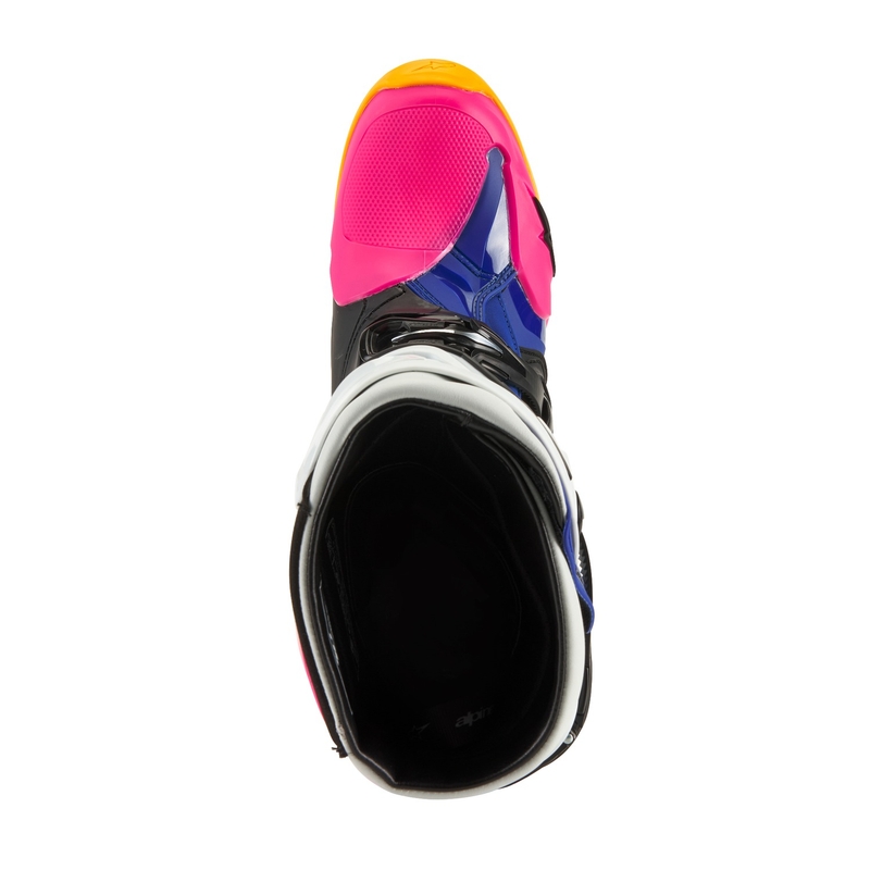 Motoristični škornji Alpinestars Tech 10 Limited Edition Coast White-Navy-Pink-Fluo Yellow-Orange-Black