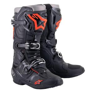 Motoristični škornji Alpinestars Tech 10 črno-fluo rdeče-sivi