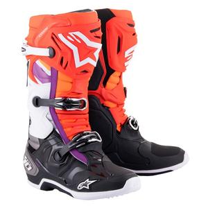 Motoristični škornji Alpinestars Tech 10 oranžno-rumeni-vijolično-beli-črni