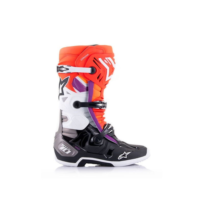 Motoristični škornji Alpinestars Tech 10 oranžno-rumeni-vijolično-beli-črni