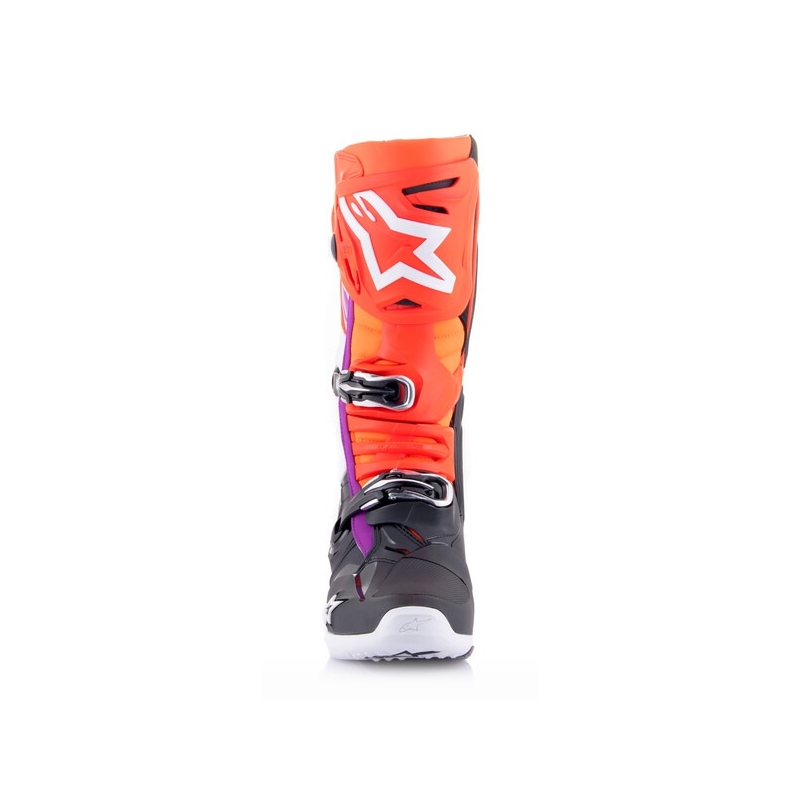 Motoristični škornji Alpinestars Tech 10 oranžno-rumeni-vijolično-beli-črni