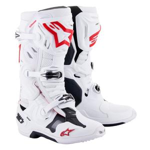 Alpinestars Tech 10 Supervented motoristični škornji perforirani belo-rdeči-črni