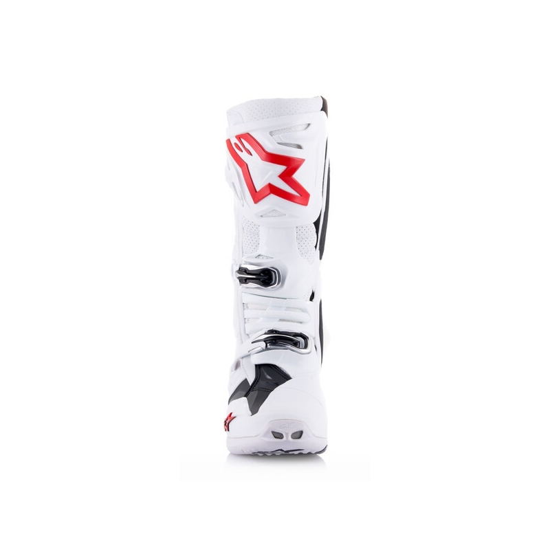Alpinestars Tech 10 Supervented motoristični škornji perforirani belo-rdeči-črni