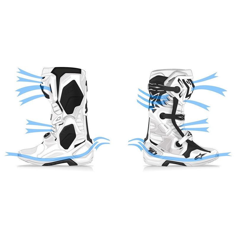 Alpinestars Tech 10 Supervented motoristični škornji perforirani belo-rdeči-črni