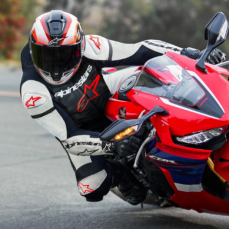 Enodelna usnjena motoristična obleka Alpinestars GP Force Lurv fluo rdeče-belo-črna