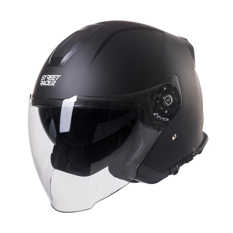 Odprta motoristična čelada Street Racer SR 01 MotoZem Performance črna - II. kakovosti