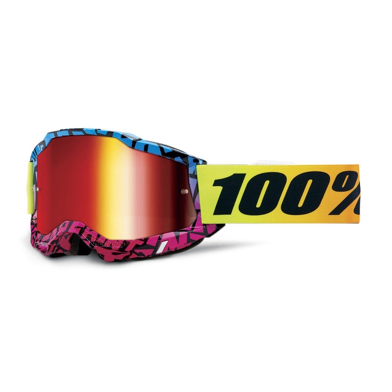 Očala za motokros 100% ACCURI 2 Special UTV/OTG - Omejena izdaja Ken Block Red s kromiranim pleksi steklom