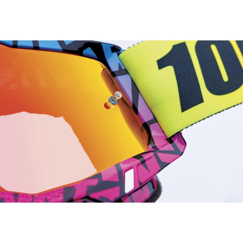 Očala za motokros 100% ACCURI 2 Special UTV/OTG - Omejena izdaja Ken Block Red s kromiranim pleksi steklom