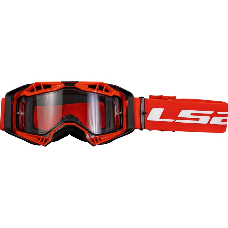 Motokros očala LS2 Aura Enduro rdeče prozorno pleksi steklo