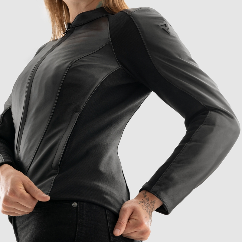 Ženska usnjena motoristična jakna Rebelhorn Siena črna