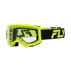 Otroška motokros očala FLY Racing Focus črno-fluo rumena s prozornim pleksi steklom