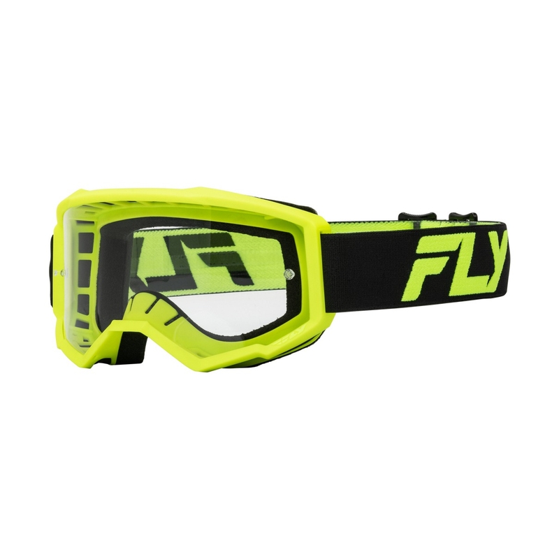 Otroška motokros očala FLY Racing Focus črno-fluo rumena s prozornim pleksi steklom
