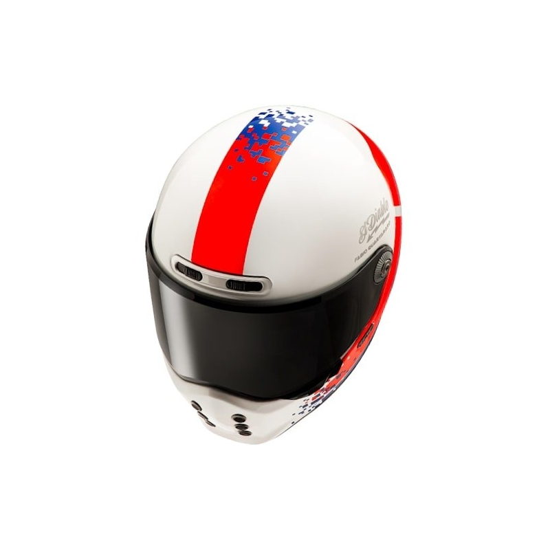 HJC V10 Fabio Quartararo 20 Retro belo-rdeče-modra polna motoristična čelada
