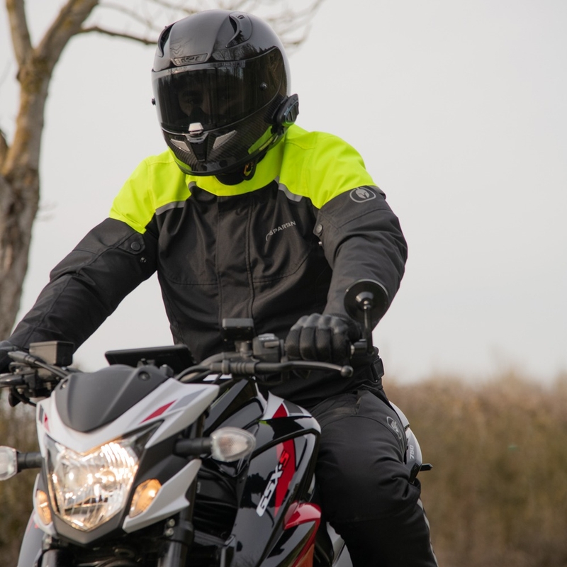 Motoristična jakna Oxford Spartan Short WP črno-fluo rumena