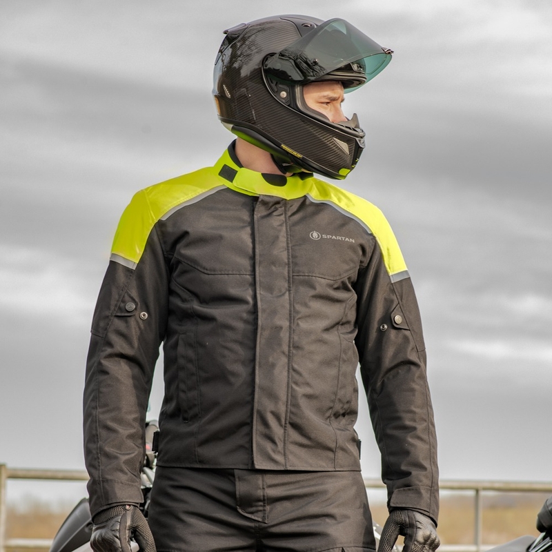 Motoristična jakna Oxford Spartan Short WP črno-fluo rumena