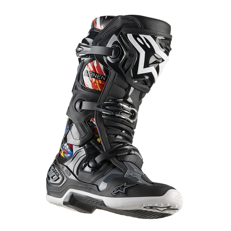 Motoristični škornji Alpinestars Tech 10 Limited Edition Renen črno-sivo-beli-večbarvni