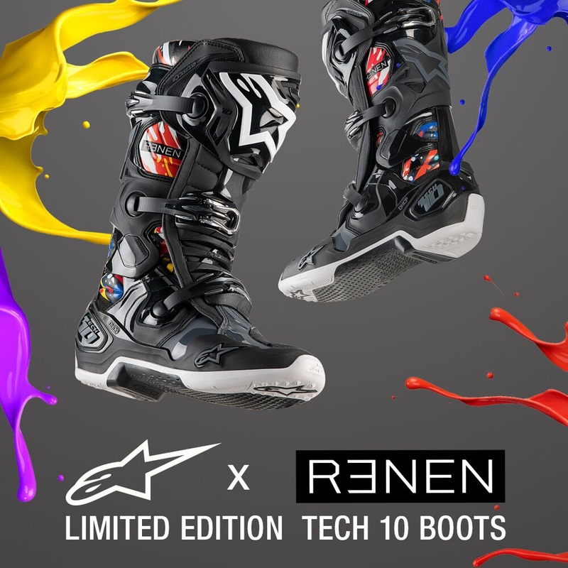 Motoristični škornji Alpinestars Tech 10 Limited Edition Renen črno-sivo-beli-večbarvni