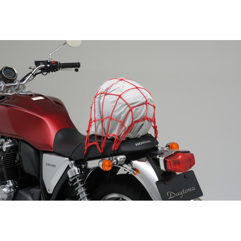 Fleksibilna motoristična mreža za prtljago s kovinskimi kavlji Daytona 40 x 40 cm rdeča