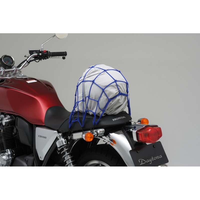 Fleksibilna motoristična mreža za prtljago s kovinskimi kavlji Daytona 40 x 40 cm modra