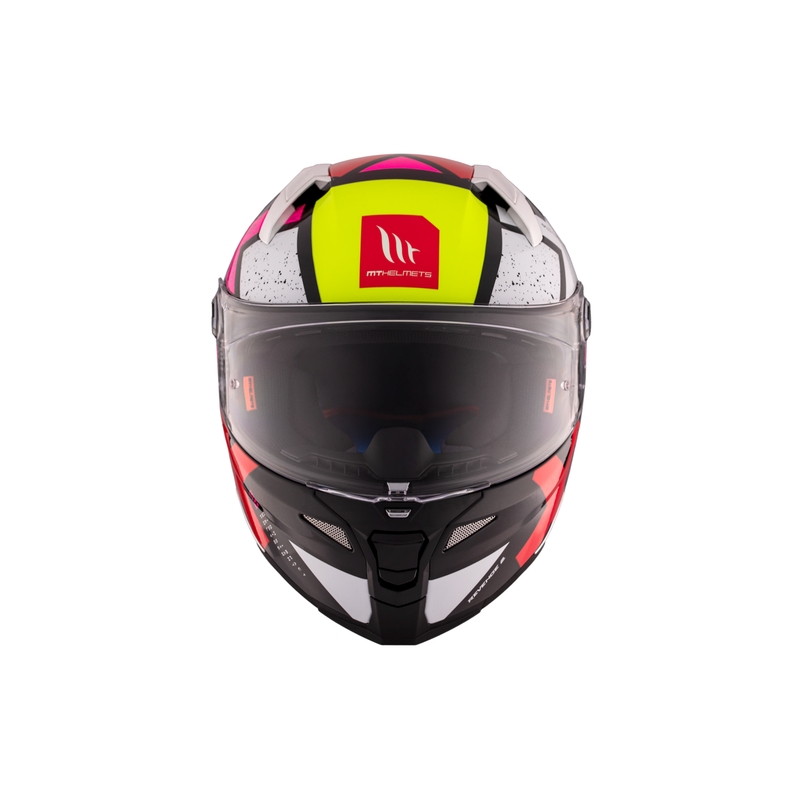 Integralna motoristična čelada MT REVENGE 2 S Light CO sijajna bela-roza-rumena