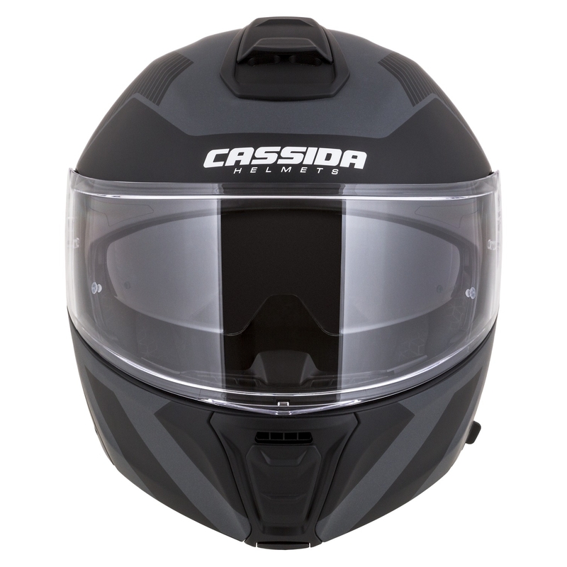 Motoristična čelada na preklop Cassida Modulo 2.1 Profile Vision mat črno-siva odsevna