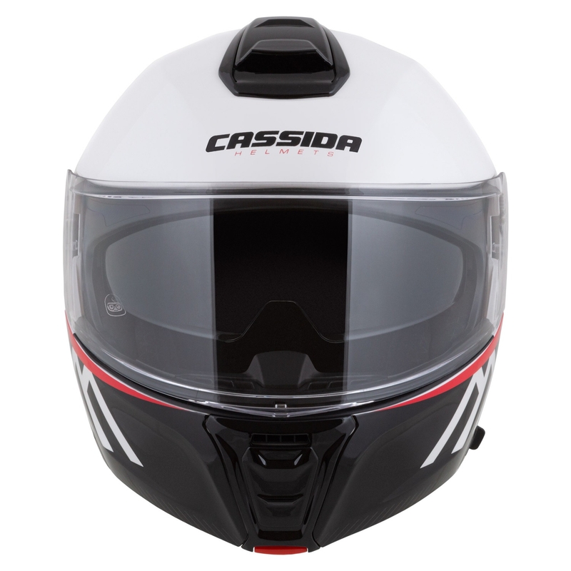 Cassida Modulo 2.1 Compass Flip Up motoristična čelada biserno bela-črna-rdeča-srebrna