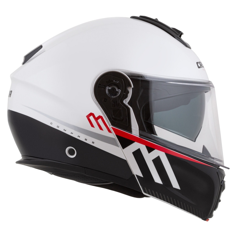 Cassida Modulo 2.1 Compass Flip Up motoristična čelada biserno bela-črna-rdeča-srebrna