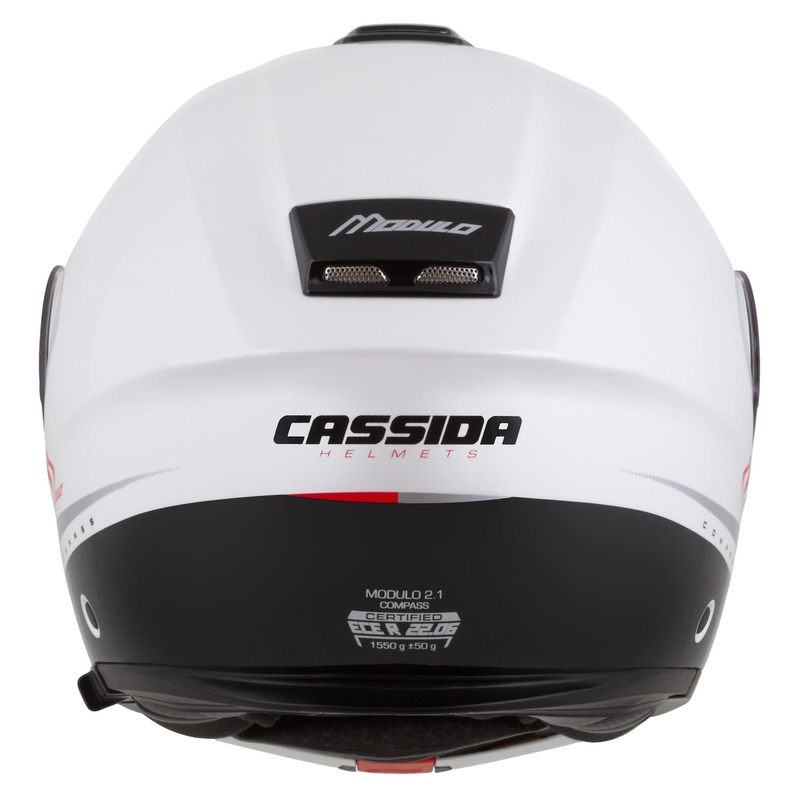 Cassida Modulo 2.1 Compass Flip Up motoristična čelada biserno bela-črna-rdeča-srebrna